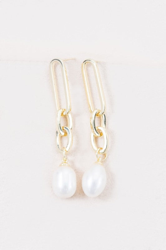 LINKED PEARL DROP EARRINGS