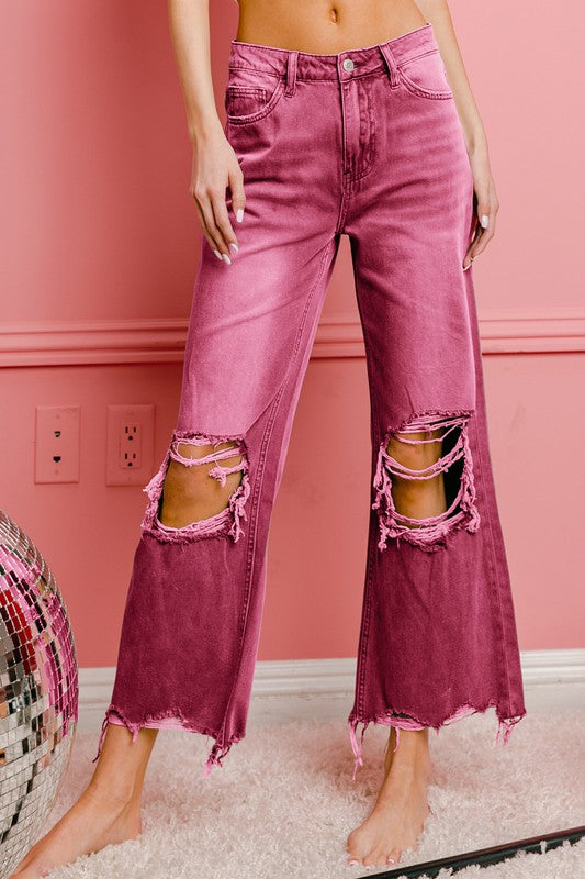 MIA DISTRESSED VINTAGE WIDE LEG PANTS